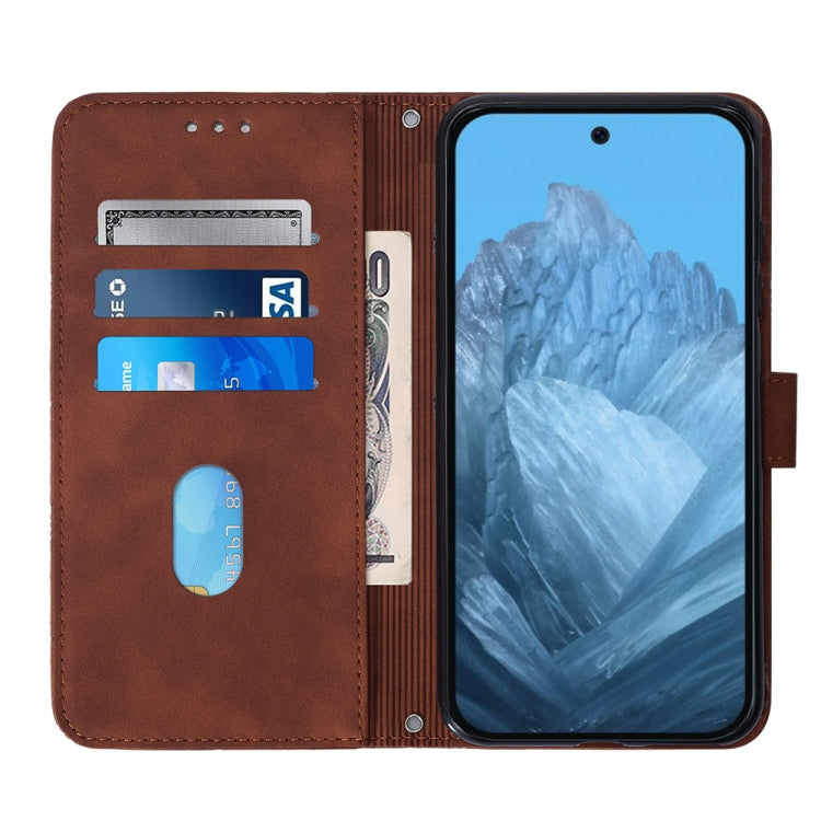 For Google Pixel 9 Crossbody 3D Embossed Flip Leather Phone Case(Brown) - Google Cases by PMC TechLife | Online Shopping South Africa | PMC TechLife | Buy Now Pay Later Mobicred