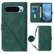 For Google Pixel 9 Crossbody 3D Embossed Flip Leather Phone Case(Dark Green) - Google Cases by PMC TechLife | Online Shopping South Africa | PMC TechLife | Buy Now Pay Later Mobicred