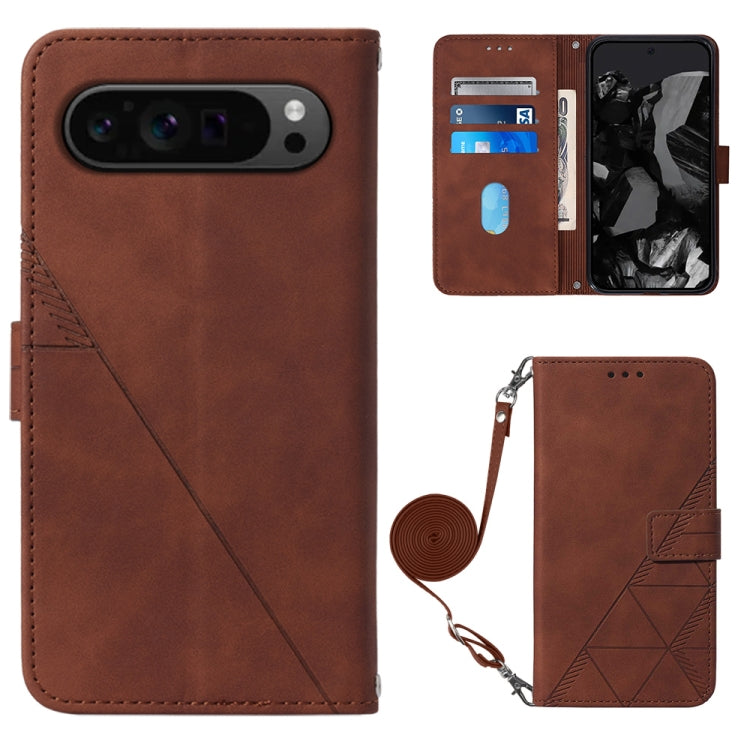 For Google Pixel 9 Pro Crossbody 3D Embossed Flip Leather Phone Case(Brown) - Google Cases by PMC TechLife | Online Shopping South Africa | PMC TechLife | Buy Now Pay Later Mobicred