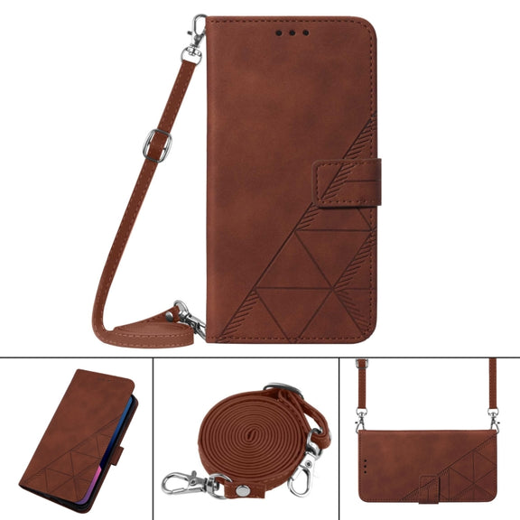 For Google Pixel 9 Pro Crossbody 3D Embossed Flip Leather Phone Case(Brown)