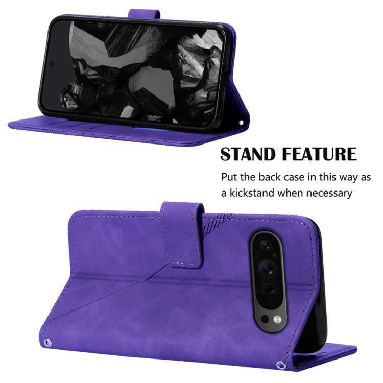 For Google Pixel 9 Pro Crossbody 3D Embossed Flip Leather Phone Case(Purple) - Google Cases by PMC TechLife | Online Shopping South Africa | PMC TechLife | Buy Now Pay Later Mobicred