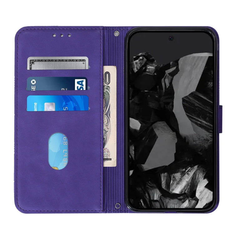 For Google Pixel 9 Pro Crossbody 3D Embossed Flip Leather Phone Case(Purple) - Google Cases by PMC TechLife | Online Shopping South Africa | PMC TechLife | Buy Now Pay Later Mobicred