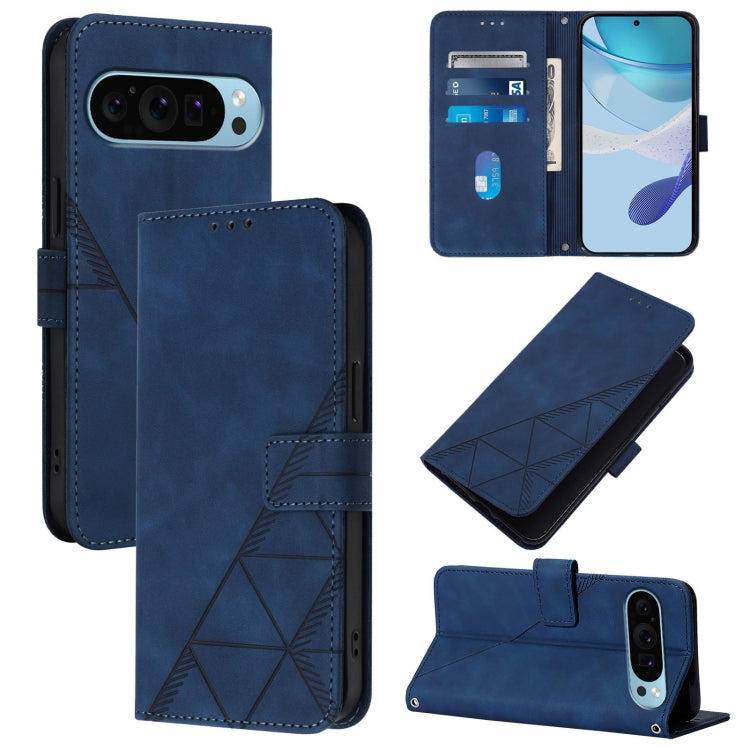 For Google Pixel 9 Pro XL Crossbody 3D Embossed Flip Leather Phone Case(Blue) - Google Cases by PMC TechLife | Online Shopping South Africa | PMC TechLife | Buy Now Pay Later Mobicred