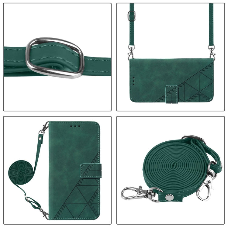 For Google Pixel 9 Pro XL Crossbody 3D Embossed Flip Leather Phone Case(Dark Green)