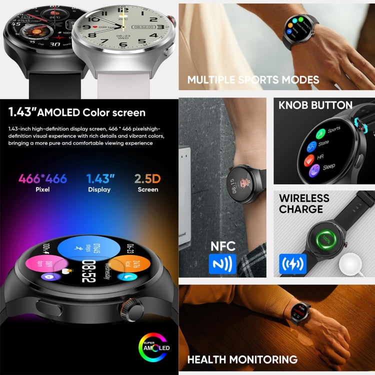 MT26 Smart Watch 1.43 inch AMOLED Bracelet, Support Bluetooth Call / Blood Pressure / Blood Oxygen / Heart Rate(Black) - Smart Watches by PMC TechLife | Online Shopping South Africa | PMC TechLife