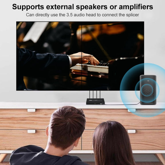 XP03 4K 2x2 HDMI Video Wall Controller Multi-screen Splicing Processor, Style:Playback Version(UK Plug)
