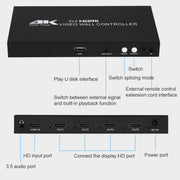 XP03 4K 2x2 HDMI Video Wall Controller Multi-screen Splicing Processor, Style:Playback Version(US Plug)