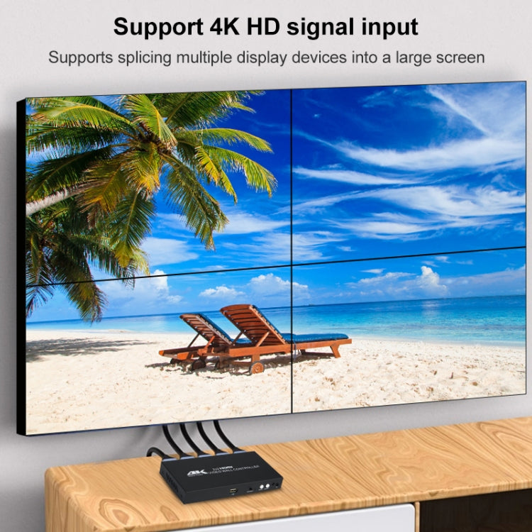 XP03 4K 2x2 HDMI Video Wall Controller Multi-screen Splicing Processor, Style:Playback Version(US Plug)