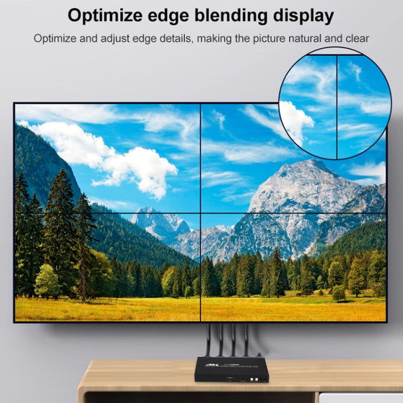 XP03 4K 2x2 HDMI Video Wall Controller Multi-screen Splicing Processor, Style:Playback Version(EU Plug)