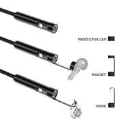 AN112 8mm Double Lenses HD Industry Endoscope Type-C + Micro USB + 8 Pin Connection, Length:5m Hard Tube