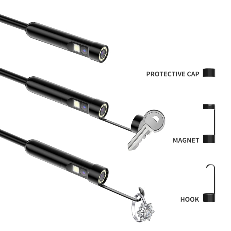 AN112 8mm Double Lenses HD Industry Endoscope Type-C + Micro USB + 8 Pin Connection, Length:5m Hard Tube