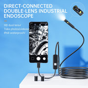 AN112 8mm Double Lenses HD Industry Endoscope Type-C + Micro USB + 8 Pin Connection, Length:10m Hard Tube