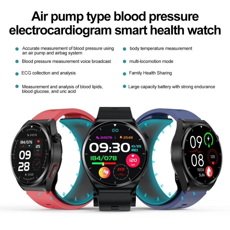 S22 Air Pump Blood Pressure Testing ECG Health Smart Watch, 1.39 inch Round Screen(Black) - Smart Watches by PMC TechLife | Online Shopping South Africa | PMC TechLife