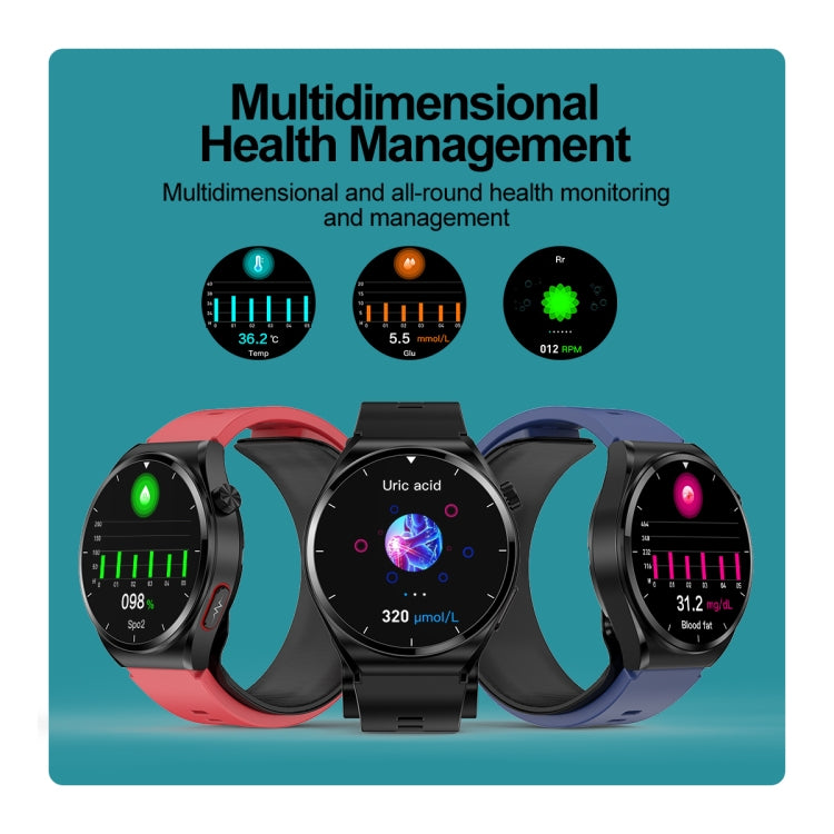 S22 Air Pump Blood Pressure Testing ECG Health Smart Watch, 1.39 inch Round Screen(Red)