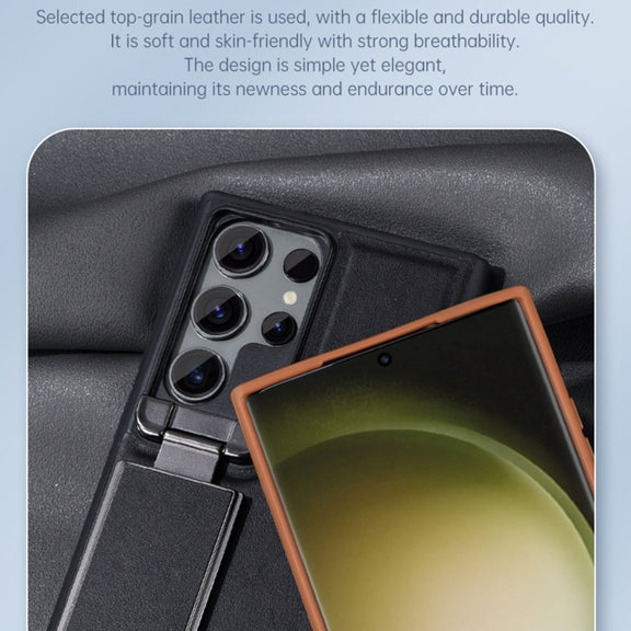 For Samsung Galaxy S24 Ultra 5G Lens Flip Cover All-inclusive Phone Case with Holder(Black)