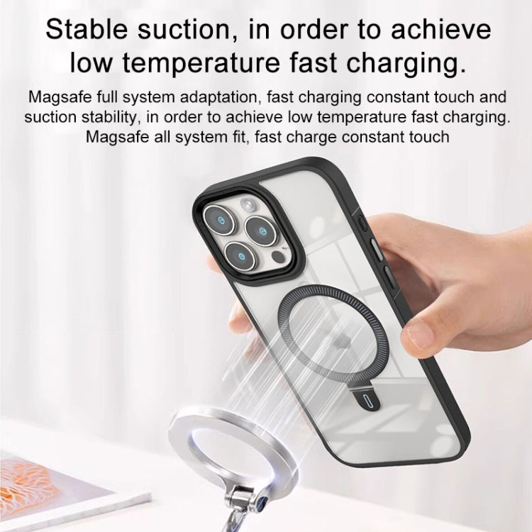 For iPhone 15 Shield Armor MagSafe Holder Phone Case(Deep Purple)