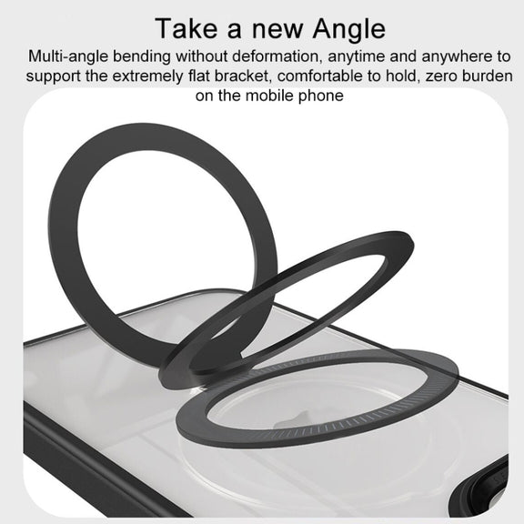 For iPhone 15 Shield Armor MagSafe Holder Phone Case(Deep Purple)
