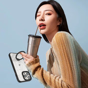 For iPhone 14 Shield Armor MagSafe Holder Phone Case(Blue)