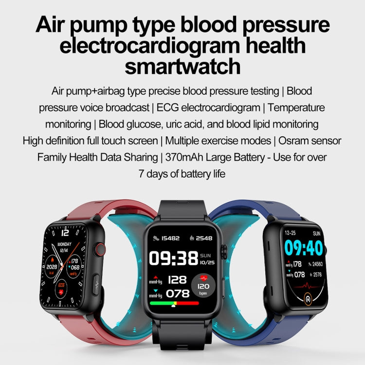 TK63 1.91 Inch Color Screen Air Pump Smart Watch, Supports Blood Pressure Monitoring / ECG(Red) - Smart Watches by PMC TechLife | Online Shopping South Africa | PMC TechLife
