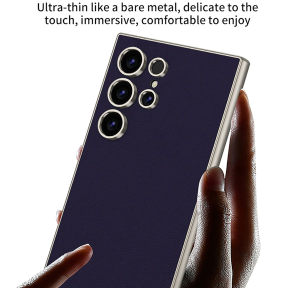 For Samsung Galaxy S24 Ultra 5G GKK Metal Paint Skin Feel Leather Full Coverage Phone Case(Purple)