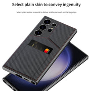 For Samsung Galaxy S24 Ultra 5G GKK Rotor Bracket Recessed Card Bag Full Coverage Phone Case(Carbon Fibre Texture)