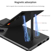 For Samsung Galaxy S24 Ultra 5G GKK Rotor Bracket Recessed Card Bag Full Coverage Phone Case(Carbon Fibre Texture)