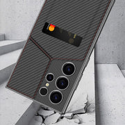 For Samsung Galaxy S23 Ultra 5G GKK Rotor Bracket Recessed Card Bag Full Coverage Phone Case(Black)
