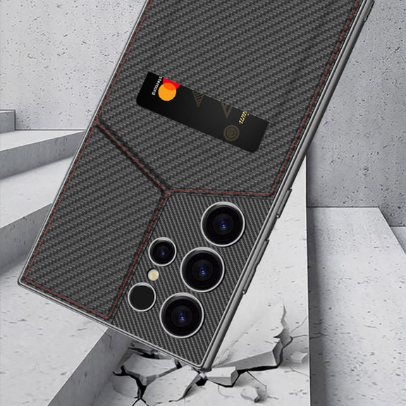 For Samsung Galaxy S23 Ultra 5G GKK Rotor Bracket Recessed Card Bag Full Coverage Phone Case(Black)