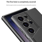 For Samsung Galaxy S23 Ultra 5G GKK Rotor Bracket Recessed Card Bag Full Coverage Phone Case(Carbon Fibre Texture)