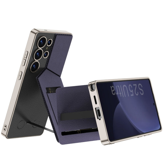 For Samsung Galaxy S25 Ultra 5G GKK Rotor Bracket Recessed Card Bag Full Coverage Phone Case(Purple)