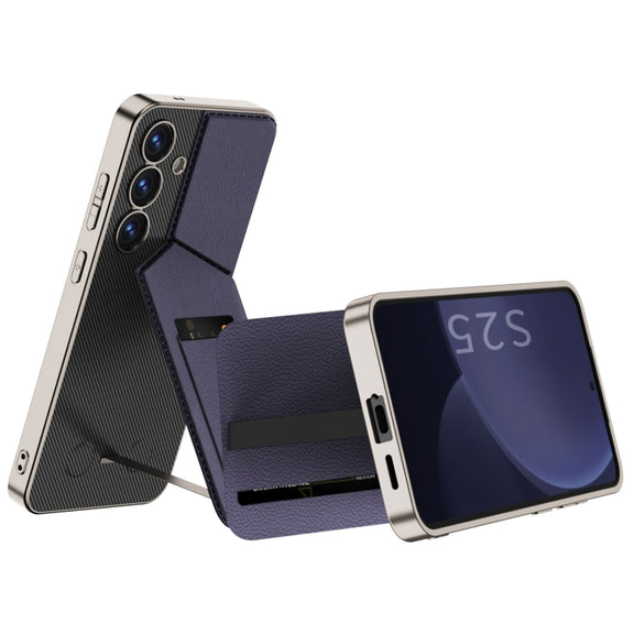 For Samsung Galaxy S25+ 5G GKK Rotor Bracket Recessed Card Bag Full Coverage Phone Case(Purple)
