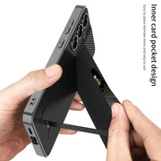 For Samsung Galaxy S25+ 5G GKK Rotor Bracket Recessed Card Bag Full Coverage Phone Case(Purple)