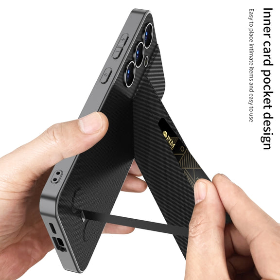 For Samsung Galaxy S25+ 5G GKK Rotor Bracket Recessed Card Bag Full Coverage Phone Case(Purple)