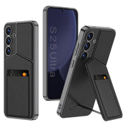 For Samsung Galaxy S25+ 5G GKK Rotor Bracket Recessed Card Bag Full Coverage Phone Case(Black)