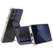 For Samsung Galaxy S25+ 5G GKK Rotor Bracket Recessed Card Bag Full Coverage Phone Case(Black)