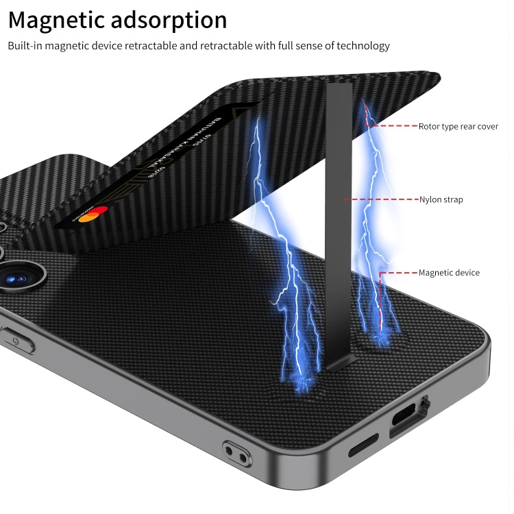 For Samsung Galaxy S25+ 5G GKK Rotor Bracket Recessed Card Bag Full Coverage Phone Case(Black)