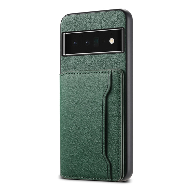 For Google Pixel 6 Pro Calf Texture Card Bag Design Full Coverage Phone Case(Green) - Google Cases by PMC TechLife | Online Shopping South Africa | PMC TechLife | Buy Now Pay Later Mobicred