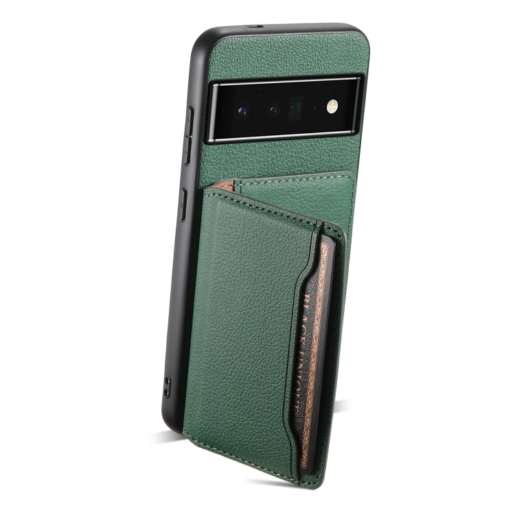 For Google Pixel 6 Pro Calf Texture Card Bag Design Full Coverage Phone Case(Green) - Google Cases by PMC TechLife | Online Shopping South Africa | PMC TechLife | Buy Now Pay Later Mobicred