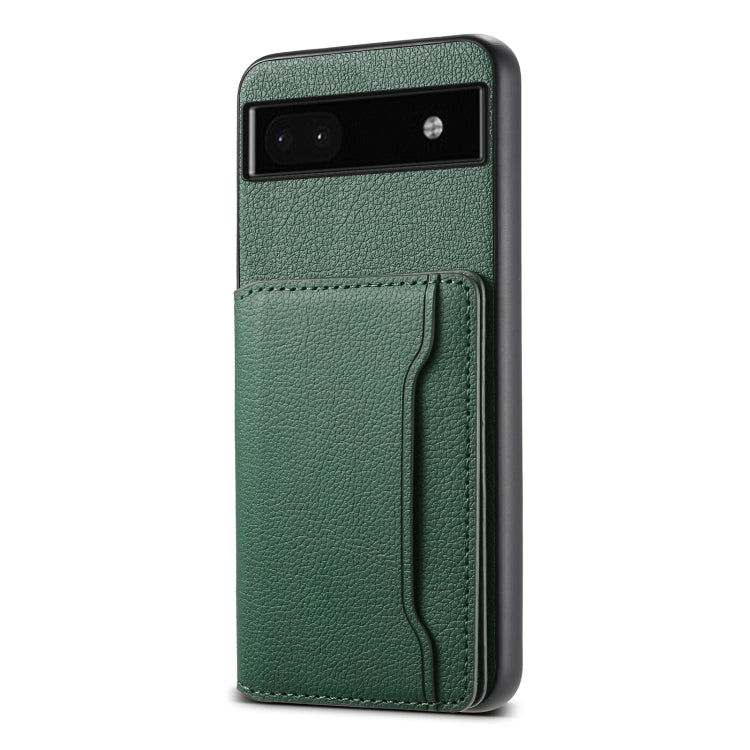 For Google Pixel 6a Calf Texture Card Bag Design Full Coverage Phone Case(Green) - Google Cases by PMC TechLife | Online Shopping South Africa | PMC TechLife | Buy Now Pay Later Mobicred