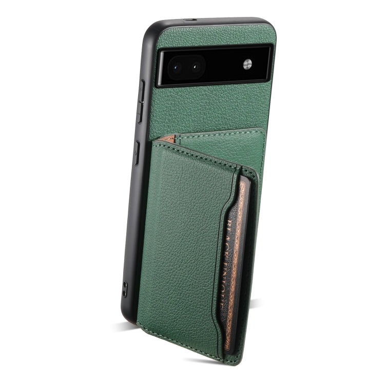 For Google Pixel 6a Calf Texture Card Bag Design Full Coverage Phone Case(Green) - Google Cases by PMC TechLife | Online Shopping South Africa | PMC TechLife | Buy Now Pay Later Mobicred