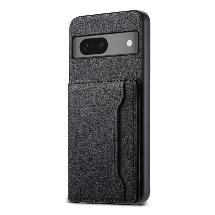 For Google Pixel 7 5G Calf Texture Card Bag Design Full Coverage Phone Case(Black) - Google Cases by PMC TechLife | Online Shopping South Africa | PMC TechLife | Buy Now Pay Later Mobicred