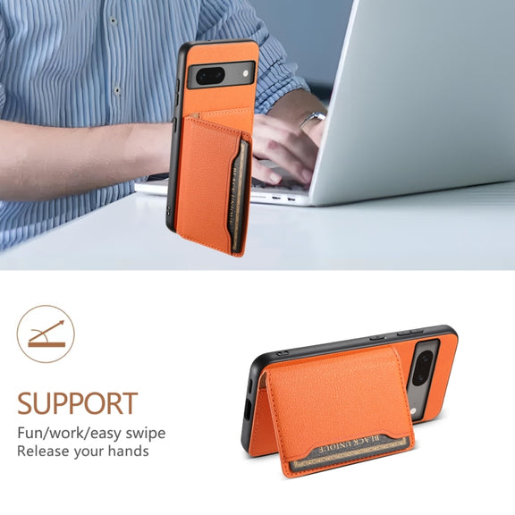 For Google Pixel 7 5G Calf Texture Card Bag Design Full Coverage Phone Case(Orange)
