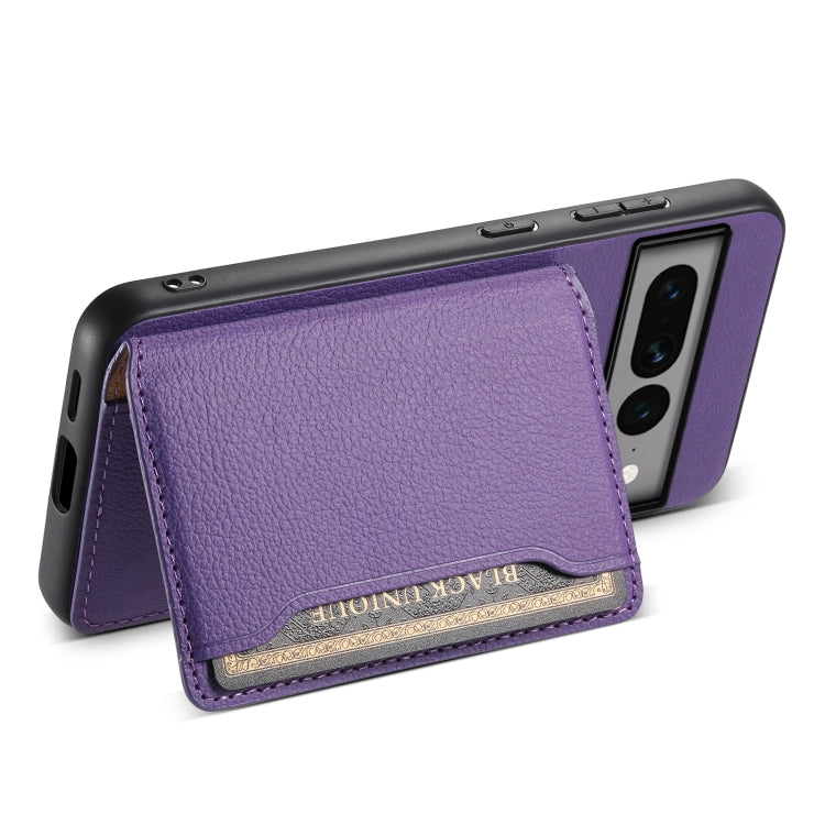 For Google Pixel 7 Pro 5G Calf Texture Card Bag Design Full Coverage Phone Case(Purple)