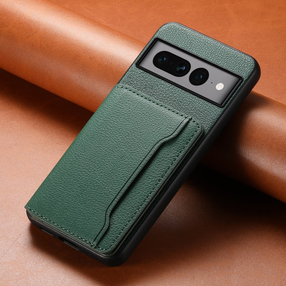 For Google Pixel 7 Pro 5G Calf Texture Card Bag Design Full Coverage Phone Case(Green)