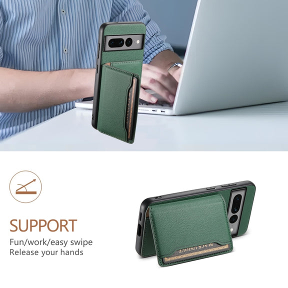 For Google Pixel 7 Pro 5G Calf Texture Card Bag Design Full Coverage Phone Case(Green)