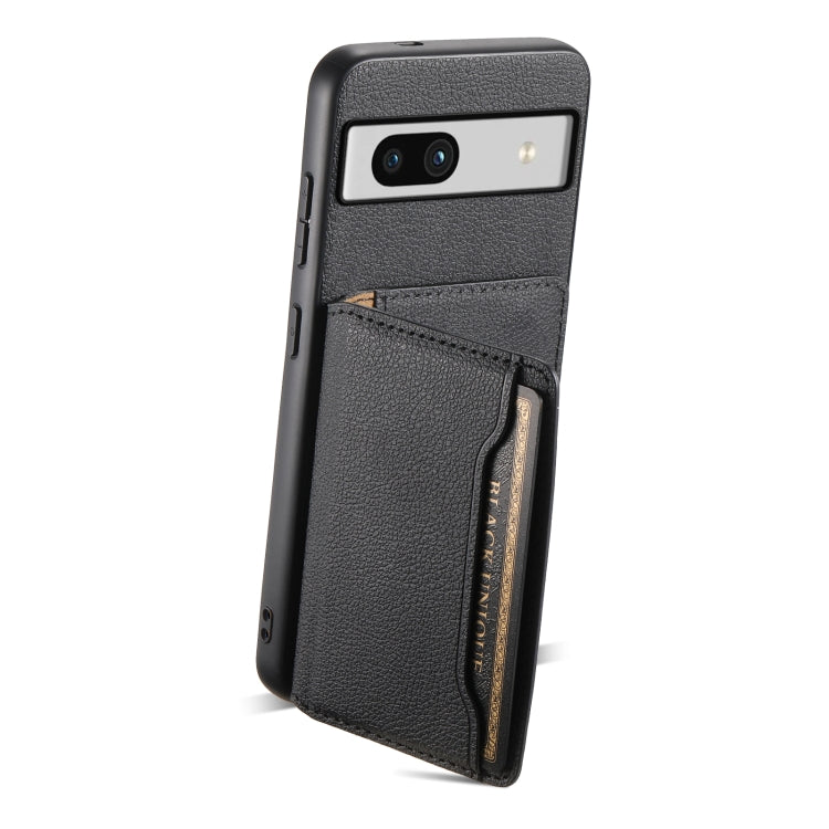 For Google Pixel 7a Calf Texture Card Bag Design Full Coverage Phone Case(Black) - Google Cases by PMC TechLife | Online Shopping South Africa | PMC TechLife | Buy Now Pay Later Mobicred