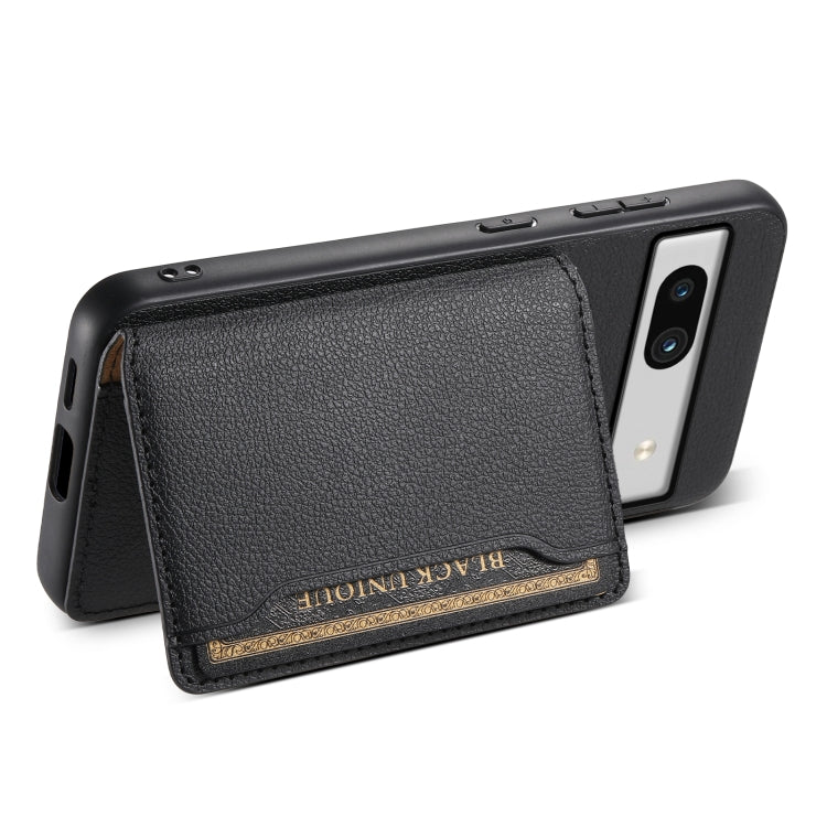 For Google Pixel 7a Calf Texture Card Bag Design Full Coverage Phone Case(Black)