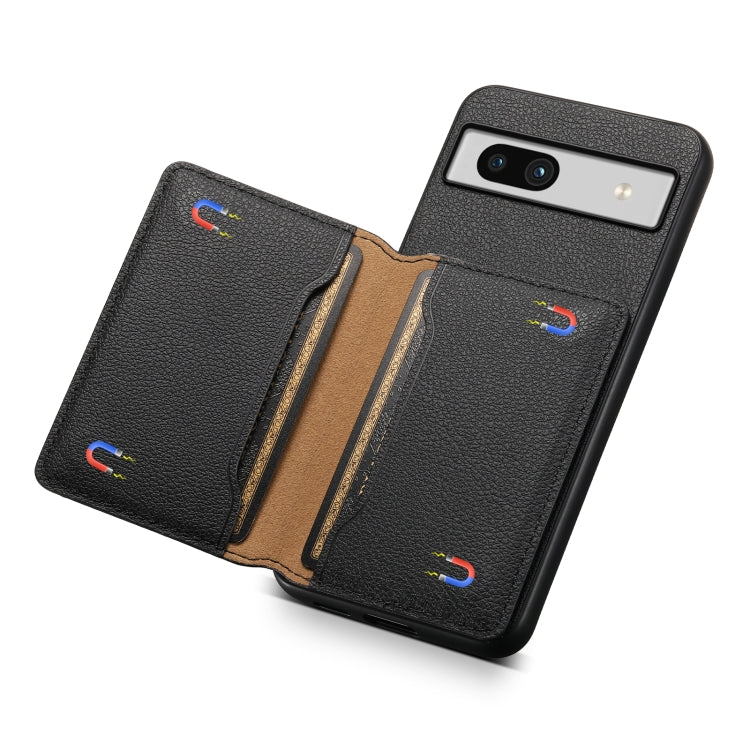 For Google Pixel 7a Calf Texture Card Bag Design Full Coverage Phone Case(Black) - Google Cases by PMC TechLife | Online Shopping South Africa | PMC TechLife | Buy Now Pay Later Mobicred