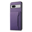 For Google Pixel 7a Calf Texture Card Bag Design Full Coverage Phone Case(Purple) - Google Cases by PMC TechLife | Online Shopping South Africa | PMC TechLife | Buy Now Pay Later Mobicred