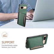 For Google Pixel 8a Calf Texture Card Bag Design Full Coverage Phone Case(Green)